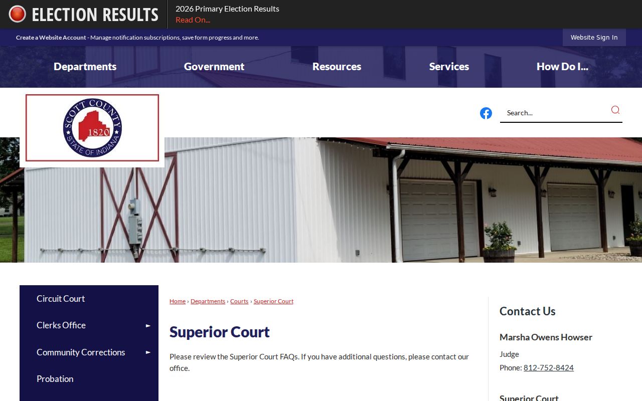 Scott County traffic warrant Superior Court contact