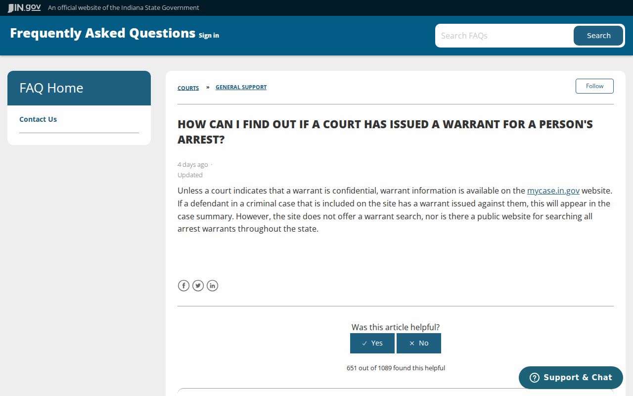 Scott County arrest warrant statewide search limitation